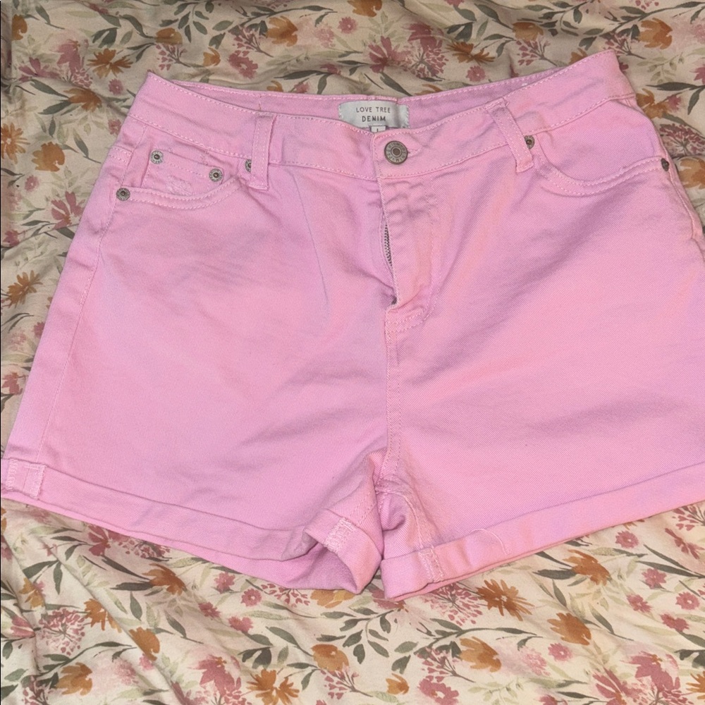 Love Tree Blush Denim Shorts L but first smaller